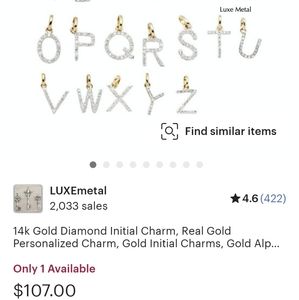 14k White gold initial Pendant